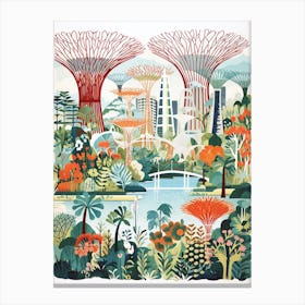 Gardens By The Bay Singapore Modern Illustration 1 Canvas Print