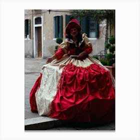 Venice Carnival Costume Woman Dress Red Italian Italy Milan Venice Florence Rome Naples Toscana photo photography art travel Canvas Print