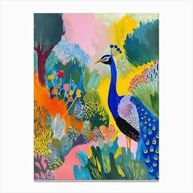 Colourful Brushstroke Peacock 10 Canvas Print