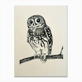 Spotted Owl Linocut Blockprint 1 Canvas Print