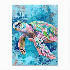 Blue Brushstroke Sea Turtle 2 Canvas Print