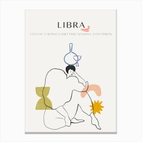 Libra Zodiac Sign One Line Canvas Print