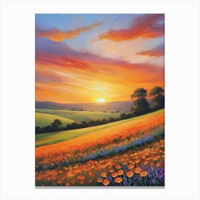 Sunset In The Field 15 Canvas Print