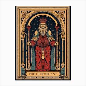 The Hierophant Tarot Card, Vintage 0 Canvas Print