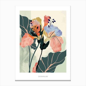 Colourful Flower Illustration Poster Geranium 2 Canvas Print
