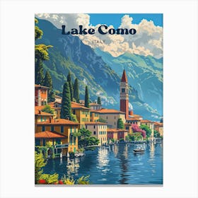 Lake Como Coastal Travel Art Canvas Print