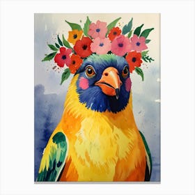 Bird With Flowers On Its Head Canvas Print