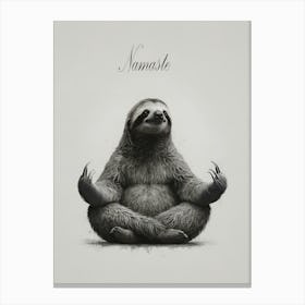 Namaste A serene and whimsical illustration of a sloth meditating in a cross-legged position. Canvas Print