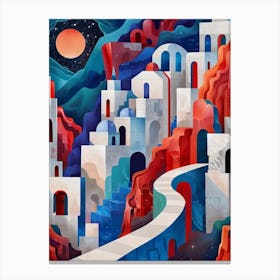 Greece City Style Abstract Canvas Print