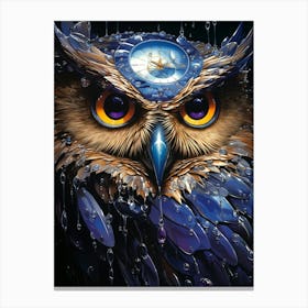Owl In The Rain Canvas Print