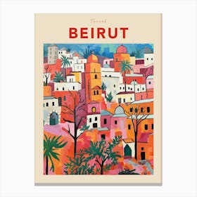 Beirut Lebanon 2 Fauvist Travel Poster Canvas Print