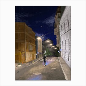 Kyiv City Street At Night Canvas Print