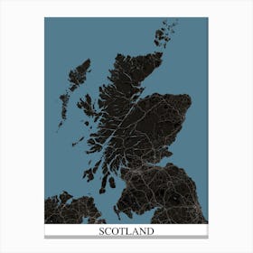 Scotland Black Blue Map Canvas Print