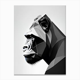 Side Profile Portrait Of A Gorilla Gorillas Black & White Geometric 1 Canvas Print