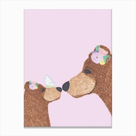 Mama Bear And Girl Cub Canvas Print