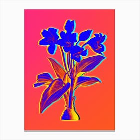 Neon Crinum Giganteum Botanical in Hot Pink and Electric Blue n.0133 Canvas Print