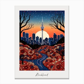 Poster Of Auckland, Illustration In The Style Of Pop Art 1 Canvas Print