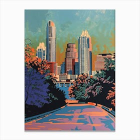 The Domain Austin Texas Colourful Blockprint 1 Canvas Print