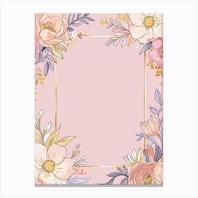 Pink Floral Frame 3 Canvas Print