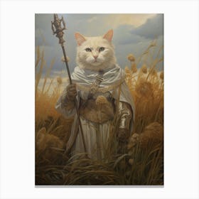 Medieval Cats In Battle Clothes Romantesque Style Canvas Print