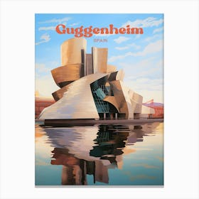 Guggenheim Museum Bilbao Spain Gehry Architecture Travel Illustration Canvas Print