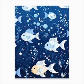 Seamless Pattern With Fishes Canvas Print