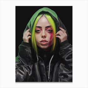 Billie Eilish Green Portrait 1 Canvas Print