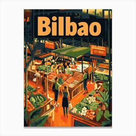 Aihrgdesign A 1970s Inspired Travel Poster For Bilbao 2 Canvas Print