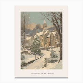 Vintage Winter Poster Cotswolds United Kingdom 5 Canvas Print