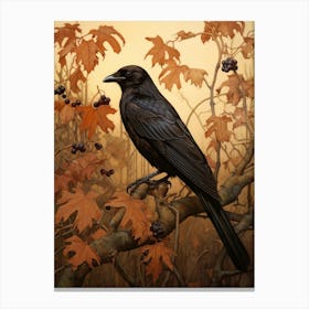 Dark And Moody Botanical Raven 3 Canvas Print