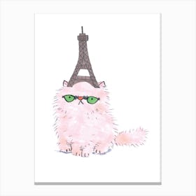 Paris Hat Cat Canvas Print