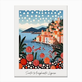 Poster Of Santa Margherita Ligure, Italy, Illustration In The Style Of Pop Art 4 Canvas Print