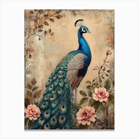 Kitsch Ornamental Peacock 1 Canvas Print