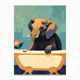 Elephant In Bath Canvas Print