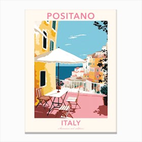 Positano, Italy, Flat Pastels Tones Illustration 1 Poster Canvas Print