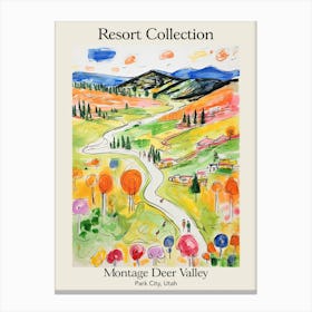Poster Of Montage Deer Valley   Park City, Utah   Resort Collection Storybook Illustration 2 Canvas Print