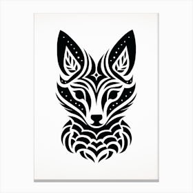 Linocut Fox Abstract Line Illustration 20 Canvas Print