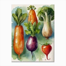 Watercolor Vegetables Canvas Print
