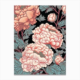 Coral Charm Peonies 3 Drawing Canvas Print