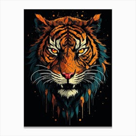Tiger Art In Naïve Art Style 2 Canvas Print