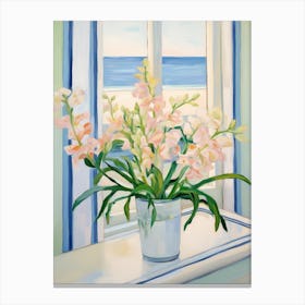 A Vase With Freesia, Flower Bouquet 3 Canvas Print