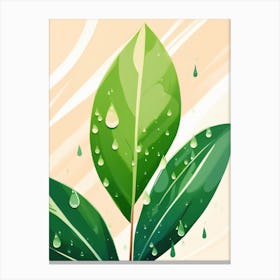 Wet Japandi Leaves Canvas Print