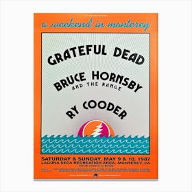 Grateful Dead Bruce Hornsby Ry Cooder Original Concert Poster Laguna Seca 1987 Canvas Print