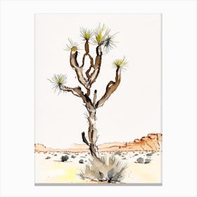 Joshua Tree In Desert Minimilist Watercolour  (1) Canvas Print