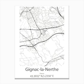 Gignac La Nerthe,France Minimalist Map Canvas Print