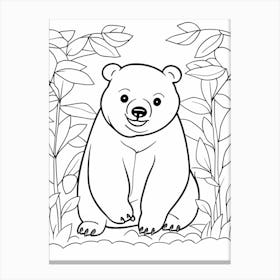 Line Art Jungle Animal Sun Bear 3 Canvas Print