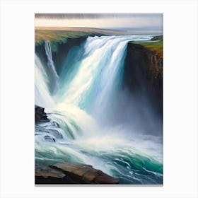 Gullfoss, Iceland Peaceful Oil Art  Canvas Print