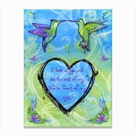 Hummingbirds In A Heart Canvas Print