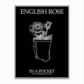 English Rose In A Pocket Line Drawing 3 Poster Inverted Canvas Print