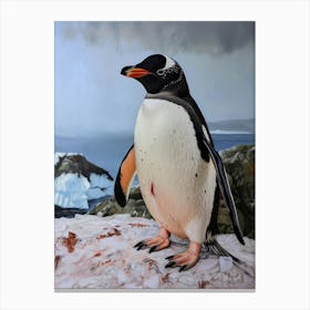 Adlie Penguin Petermann Island Oil Painting 3 Canvas Print